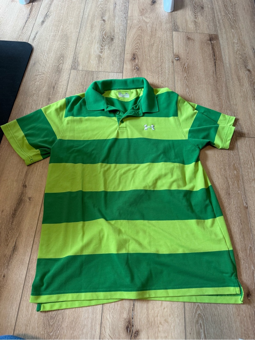 Under Armour Green Wide Striped Heat Gear Polo Shirt Men's XL